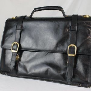 Scully Genuine Lamb Leather Satchel Briefcase with Dual Buckles